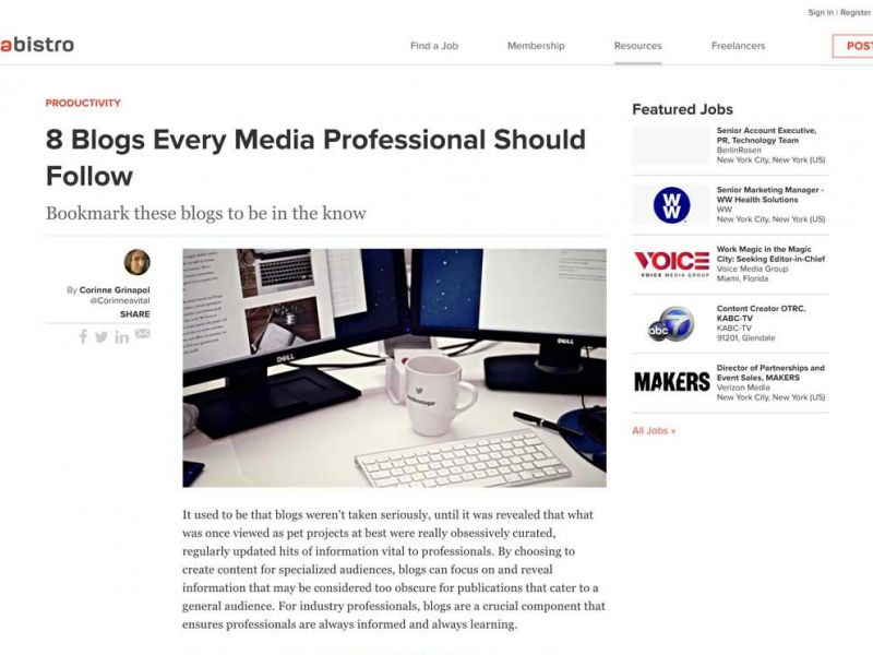 Mediabistro: 8 Blogs Every Media Professional Should Follow