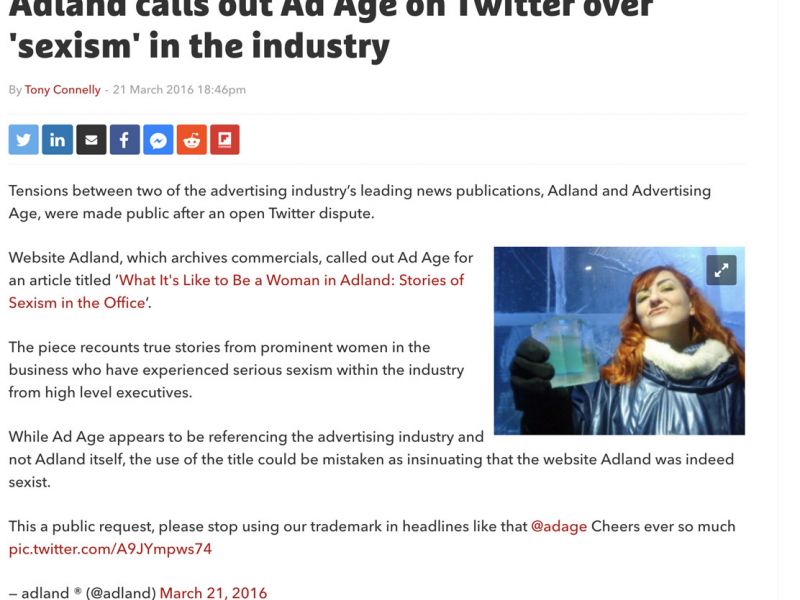 Adland calls out Ad Age on Twitter over 'sexism' in the industry