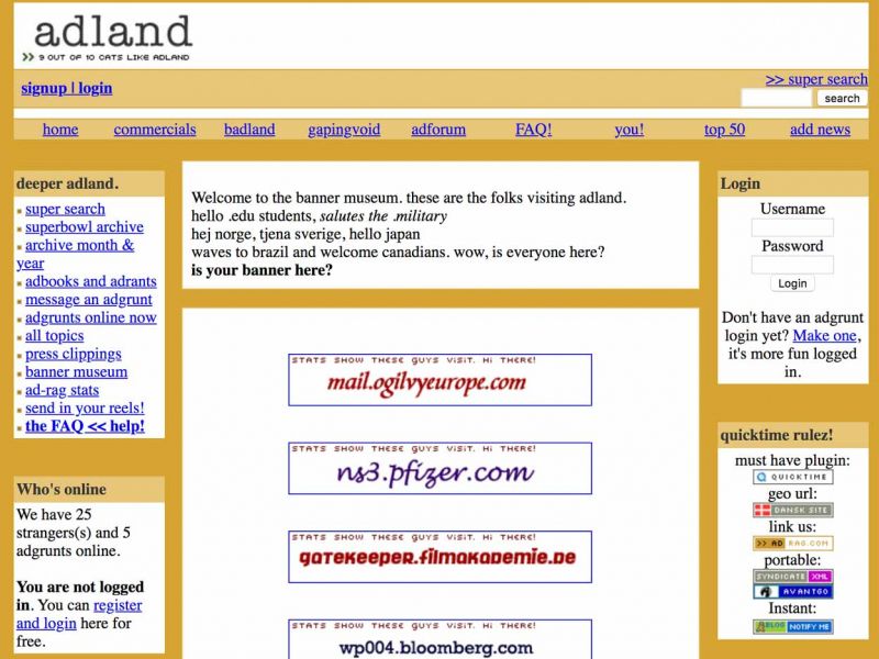 "Click on those who click on adland" - banner project from visiting domain names.